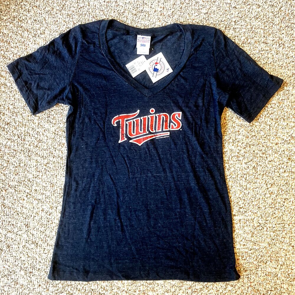 NWT MLB Minnesota Twins Classic T-Shirt Womens Size L Baseball Logo Fan Tee Blue